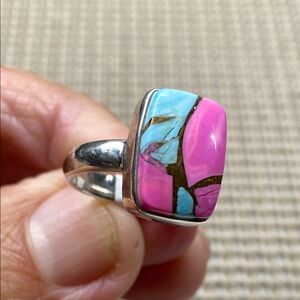COTTON CANDY DAHLIA TURQUOISE Size 7 in Solid Sterling Silver 925